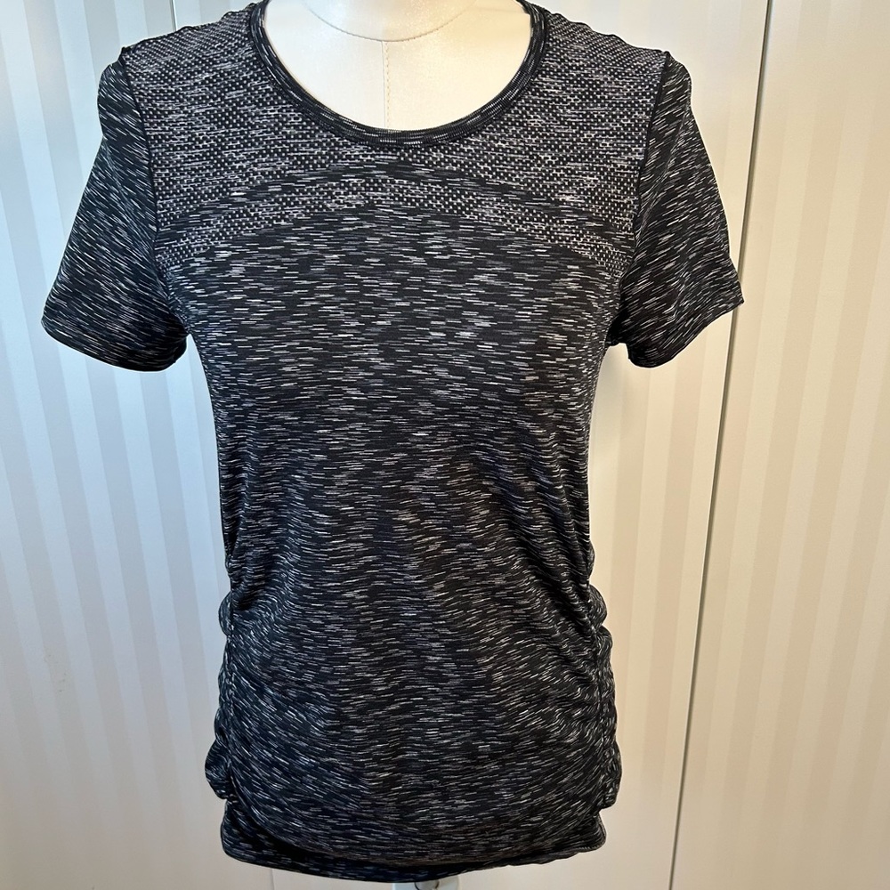 Champion black gray white lines performance tee side ruching  Size M
